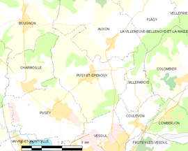 Mapa obce Pusy-et-Épenoux