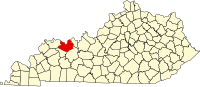 Map of Kentucky highlighting Daviess County