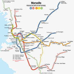 Netzplan der Metro und der Straßenbahn Marseille