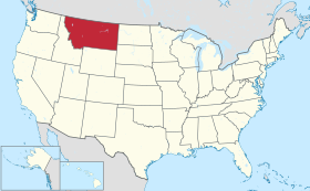 Montana merkt inn á kort af Bandaríkjunum