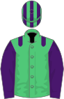 Emerald Green, Purple epaulets and sleeves, striped cap