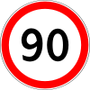 Maximum speed limit (90 km/h)