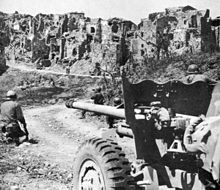 US soldiers with a 57mm M-1 anti-tank gun fighting near Monte Cassino during the initial assault Santa Maria Infante001.jpg