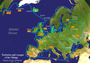 Territories and voyages of the Vikings
