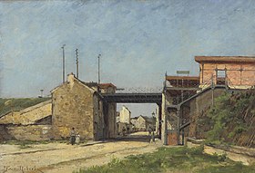 Paul Désiré Trouillebert: Relèvement du chemin de fer de ceinture, Station du Bel Air et rue Montempoivre (1888)