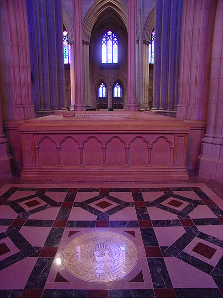 Woodrow Wilson's tomb in the National Cathedral, Washington, D.C.  - Wikimedia image
