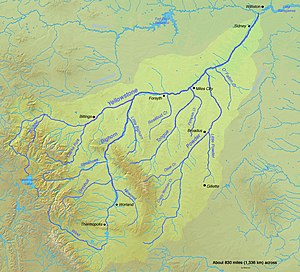 English: Map of the Yellowstone River watershe...