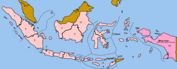 The electoral regions Indonesia was divided into for the 1955 elections. 1955 Indonesian Electoral Regions.png