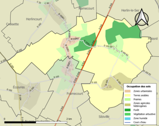 Carte en couleurs présentant l'occupation des sols.