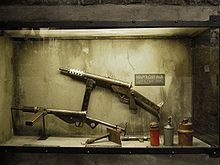 Weapons used by the resistance, including the Blyskawica submachine gun - one of very few weapons designed and mass-produced covertly in occupied Europe. Blyskawica and other insurgent weapons.jpg