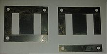 E-shaped plates for transformer cores developed by Westinghouse Blachy transformatorowe.jpg