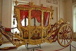 Coronation coach of Catherine the Great is exhibited in the Hermitage Museum, St. Petersburg