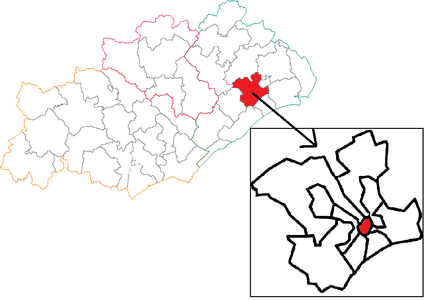 Situation du canton de Montpellier-1 dans le département de l'Hérault avant 2015.