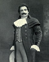 Enrico Caruso as Cavaradossi. Passed over for the role at the premiere, he sang it many times subsequently. Caruso as Cavaradossi Kobbe.jpg