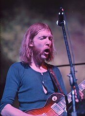 Duane Allman, the group's leader, was killed in a motorcycle crash in 1971. Duane Allman.jpg