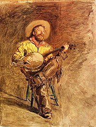 Painting of a cowboy singing by Thomas Eakins (1890)