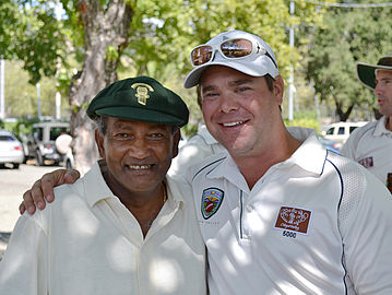 Former West Indian Test Captain Alvin Kallicharran with Napa Valley CC member Jack Evanko