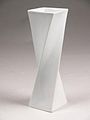 Cast vase, white glazed with a twisted wall, 1985