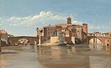 К. Коро. Остров Тиберина в Риме. 1825—1828. Национальная галерея искусства, Вашингтон