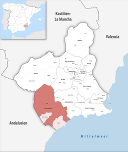 Kommunens läge i provinsen Murcia