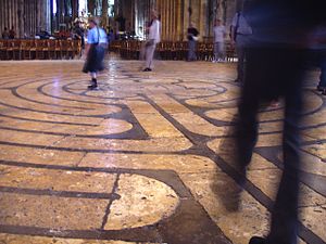 Walking the famous labyrinth in Chartres Cathedral