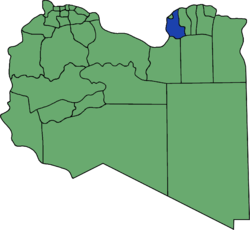 Die Lage von Munizip al-Hizam al-Achdar in Libyen