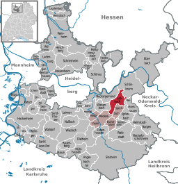 Läget för Lobbach i Rhein-Neckar-Kreis