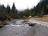 De Loisach by de bronne in Biberwier, Tirol