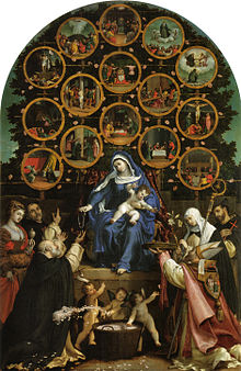 peinture : La Madone du Rosaire de Lorenzo Lotto