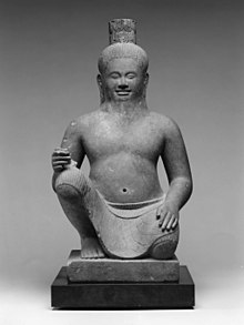 Sage Agastya in seated posture. This sculpture is from Angkor period, Cambodia, c. 975 CE. MET 1993 387 2 357588.jpg