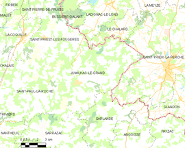 Mapa obce Jumilhac-le-Grand