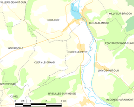 Mapa obce Cléry-le-Petit