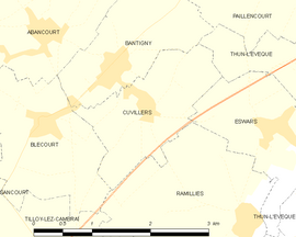 Mapa obce Cuvillers