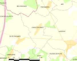 Mapa obce Canny-sur-Matz