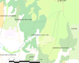 Mapa obce Fontaine-de-Vaucluse