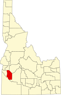 Map of Ajdaho highlighting Ada County