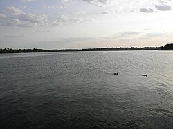 Waters of Lake Springfield above former site of Cotton Hill