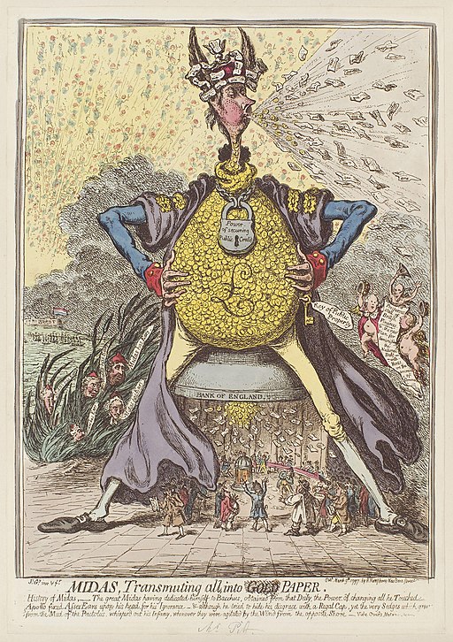 Midas, transmuting all, into paper by James Gillray