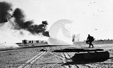 3rd Battalion landing at El Gamil Airfield, Port Said, Suez 1956. The last British battalion sized parachute operation Operation muskateer.jpg