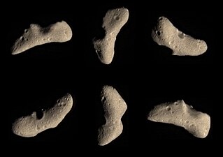Six views of Eros in approximate natural color from NEAR-Shoemaker in February 2000