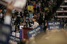 Sarah Palin speaks at the Republican National Convention, September 3, 2008 Palin speaking at RNC-20080903.jpg