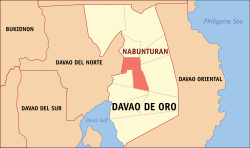 Mapa de Davao de Oro con Nabunturan resaltado