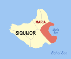 Mapa ng Siquijor na nagpapakita sa lokasyon ng Maria.