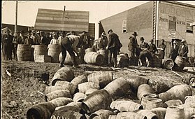 A liquor raid in 1925, in Elk Lake, Ontario Raid at elk lake.jpg