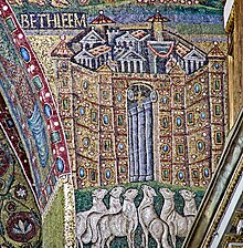 5th century mosaic in the triumphal arch of Santa Maria Maggiore, Rome RomaSantaMariaMaggioreArcoTrionfaleDxRegistro4.jpg