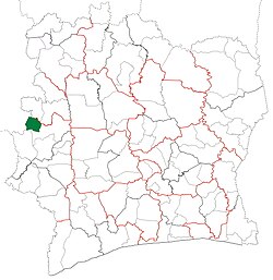 Location in Ivory Coast. Sipilou Department has retained the same boundaries since its creation in 2012.