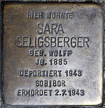 Stolperstein für Sara Seligsberger (Johanniterplatz 2)