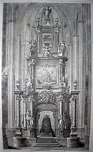 Túmulo da reina Amalia en Barcelona, barroco final, exemplo da arquitectura efémera como escenografía barroca