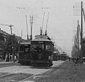 ダブルポールを使用する東京市電(1905年)