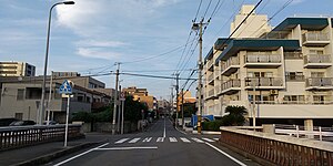 鳥飼藤崎線（上今川橋の東側、左：今川、右：鳥飼）